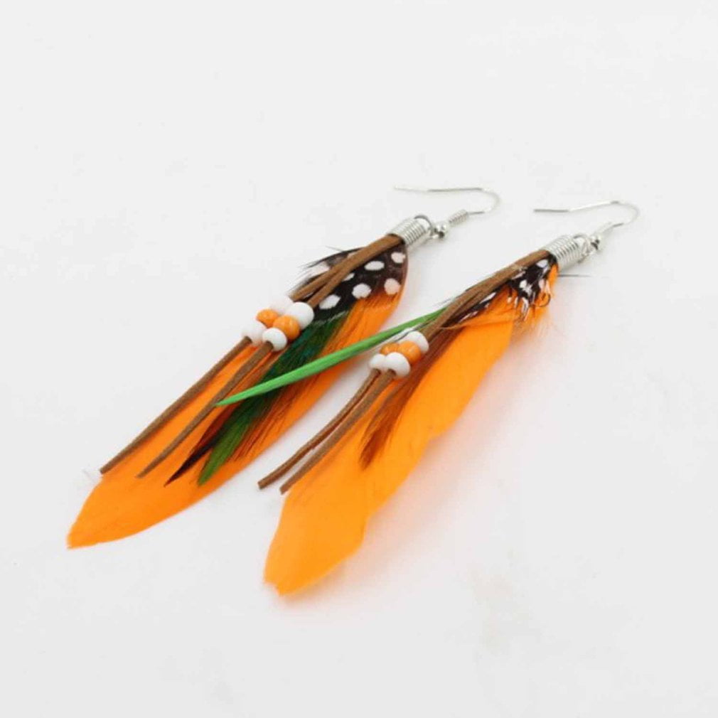 Colorful Bohemian Feather Dangle Drop Earring Gifts for Women Girls Jewelry000001001516